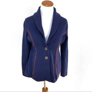 Anthropologie Rosie Netra Polka Dot Blue Blazer Jacket‎ Women’s Sz Large NWOT